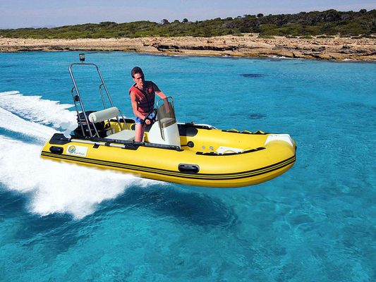 China Deep V Fiberglass Rib Rigid Hull Inflatable Boat With With Console / Steering System supplier