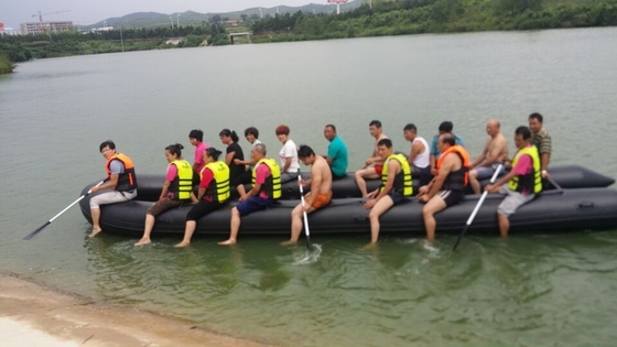 China Black Hand Made 0.9mm PVC Heavy Duty Inflatable Boat 20 Person supplier
