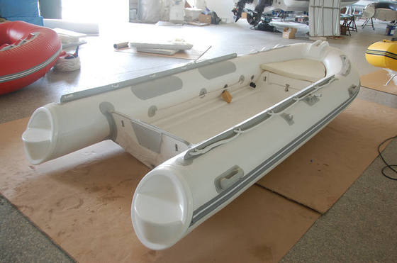 China 390cm Semi - Rigid Inflatable RIB Boats Fiberglass Hull Light Grey Color supplier