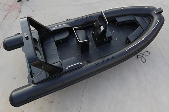 China Black Hypalon color Rigid Hull Inflatable RHIB Boat with Outboard Motor for fishing and rescue supplier