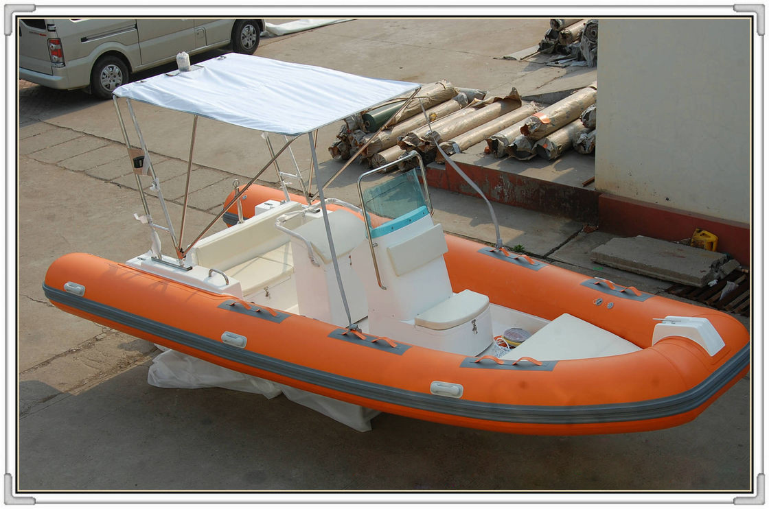 Orange / White Hunting / Fishing RHIB Inflatable RIB Boats With Motors ...